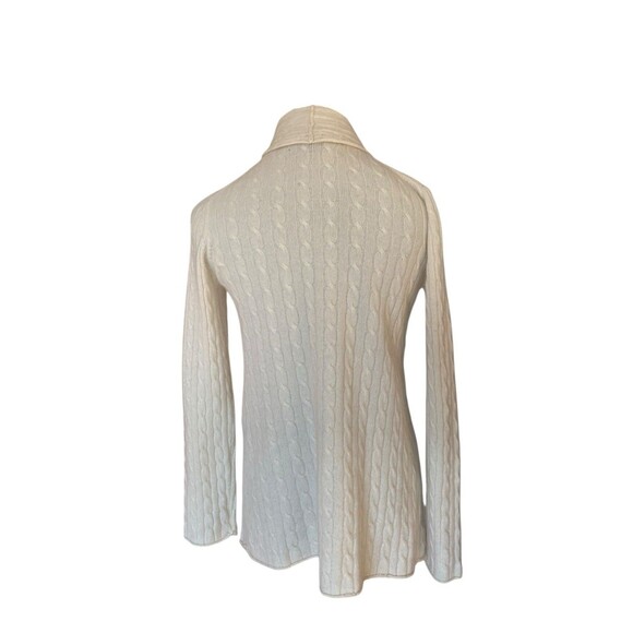 Womens 100% Cashmere Cable Knit Open Cardigan Sweater Size M Ivory Quiet Luxury - Picture 3 of 10